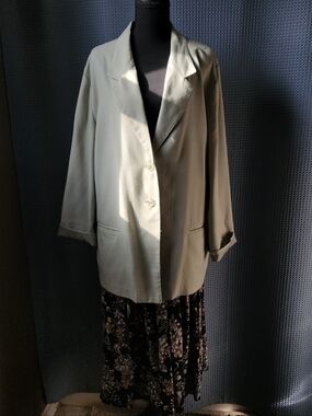Sag Harbor Sage Green Blazer & Southern Lady Floral Skirt Suit Set - Size 18